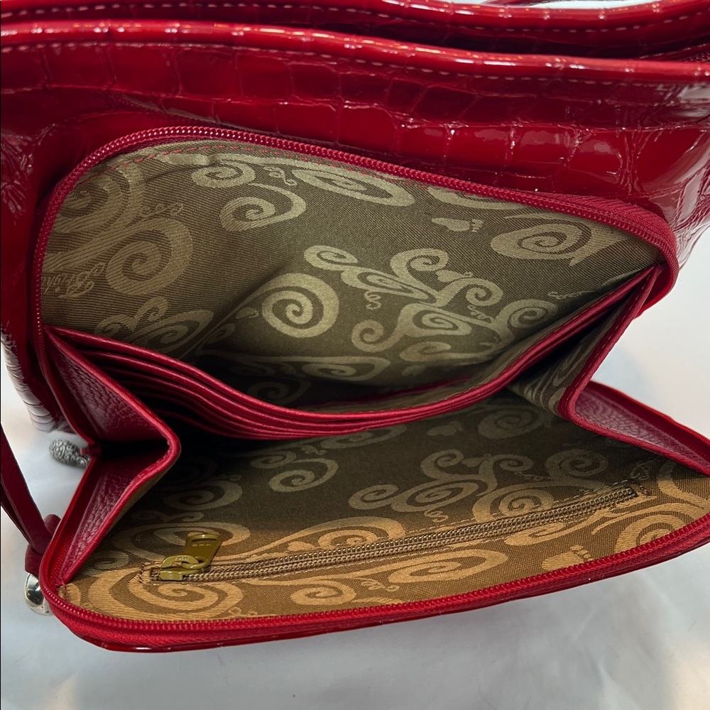 Brighton Red Sonny Croc-Embossed Patent Leather Shoulder Bag - Picture 9 of 11